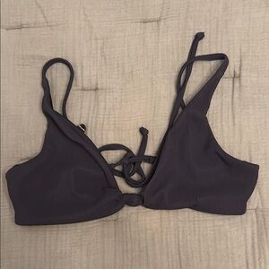 Epiphany LA Ribbed Knotted Triangle Bikini Top Black Size Medium